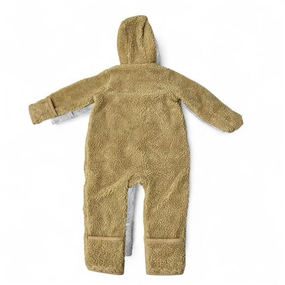 Baby Gap Teddy Sherpa One Piece 6 To 12 Mo Brown Bear Ear Appliqué Hood Cozy - Picture 4 of 11
